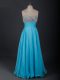 Sweetheart Sleeveless Pageant Dress for Teens Floor Length Beading Baby Blue Chiffon