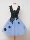 Knee Length Light Blue Bridesmaids Dress Tulle Sleeveless Lace