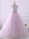 Baby Pink Little Girls Pageant Dress Wholesale Scalloped Sleeveless Brush Train Lace Up