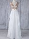 Edgy White Backless V-neck Ruffles and Sequins Bridesmaid Dresses Chiffon Sleeveless