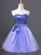 Blue A-line Tulle Sweetheart Sleeveless Sequins Mini Length Zipper Homecoming Dress
