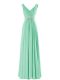 Apple Green Sleeveless Chiffon Zipper Bridesmaid Dress for Prom and Party and Wedding Party