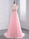 Baby Pink Empire Appliques Homecoming Dress Side Zipper Chiffon Sleeveless