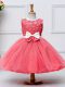 Fantastic Knee Length Ball Gowns Sleeveless Coral Red Juniors Party Dress Zipper
