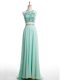 Apple Green Evening Outfits Halter Top Sleeveless Brush Train Backless