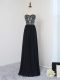 Comfortable Empire Prom Gown Black Sweetheart Chiffon Sleeveless Floor Length Zipper