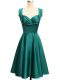 Custom Made Teal Straps Neckline Ruching Damas Dress Sleeveless Lace Up