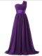 Graceful Sleeveless Floor Length Ruching Lace Up Quinceanera Court of Honor Dress with Purple