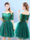 Lace Wedding Guest Dresses Green Lace Up Half Sleeves Knee Length