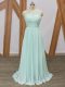 Edgy Apple Green Side Zipper One Shoulder Ruching Quinceanera Court Dresses Chiffon Sleeveless Sweep Train