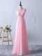 Chiffon Sleeveless Floor Length Wedding Guest Dresses and Ruffles and Ruching