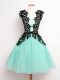 Sleeveless Lace Up Knee Length Lace Damas Dress