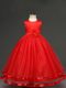 Cheap Red Sleeveless Tulle Zipper Child Pageant Dress for Wedding Party