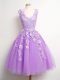 Fashionable Sleeveless Lace Up Knee Length Lace Wedding Party Dress