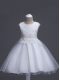 Knee Length Ball Gowns Sleeveless White Flower Girl Dresses Zipper