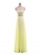 Empire Party Dresses Yellow Strapless Chiffon Sleeveless Floor Length Zipper