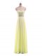 Empire Party Dresses Yellow Strapless Chiffon Sleeveless Floor Length Zipper