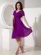 Fancy V-neck Short Sleeves Chiffon Mother of Groom Dress Ruching Zipper