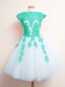 Multi-color Scalloped Neckline Appliques Wedding Party Dress Sleeveless Lace Up