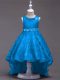 Dazzling Lace Scoop Sleeveless Lace Up Beading Child Pageant Dress in Blue