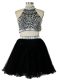 High Quality Sleeveless Mini Length Beading Criss Cross Prom Gown with Black