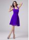 Sophisticated Ruching Mother Dresses Purple Zipper Sleeveless Knee Length