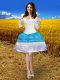 Taffeta V-neck Long Sleeves Zipper Embroidery Winning Pageant Gowns in Blue And White