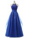 Floor Length A-line Sleeveless Blue Homecoming Dress Zipper