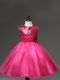 Glorious Knee Length Ball Gowns Sleeveless Hot Pink Party Dress for Girls Zipper