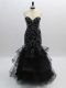 Sweetheart Sleeveless Zipper Prom Evening Gown Black Tulle
