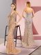Custom Made Champagne Prom Party Dress Straps Sleeveless Brush Train Zipper