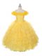 Off The Shoulder Sleeveless Organza Little Girl Pageant Dress Ruffles and Ruffled Layers Lace Up