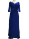 Luxury V-neck Sleeveless Zipper Mother of the Bride Dress Royal Blue Chiffon