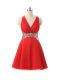 Red Sleeveless Chiffon Criss Cross Party Dress for Toddlers for Prom and Party and Sweet 16