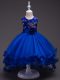 High Low Ball Gowns Sleeveless Royal Blue Little Girl Pageant Dress Zipper