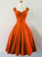 Rust Red Sleeveless Taffeta Lace Up Damas Dress for Prom and Party and Wedding Party