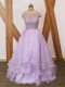 Custom Fit Sleeveless Brush Train Beading and Ruffles Zipper Prom Gown