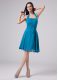 Captivating Empire Mother of Bride Dresses Teal Halter Top Chiffon Sleeveless Knee Length Zipper