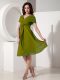 Glittering Short Sleeves Ruching Zipper Mother Dresses