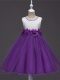 Scoop Sleeveless Zipper Juniors Party Dress Purple Tulle