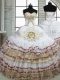 Ball Gowns Sweet 16 Quinceanera Dress White Sweetheart Organza Sleeveless Floor Length Lace Up