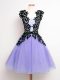 Stunning Lace Wedding Party Dress Lavender Lace Up Sleeveless Knee Length