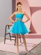 Graceful Baby Blue Prom Party Dress Prom and Party and Sweet 16 with Beading and Ruching Sweetheart Sleeveless Lace Up