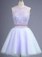 Excellent Lavender Lace Up Scoop Beading Quinceanera Court Dresses Tulle Sleeveless