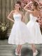 Simple A-line Bridal Gown White Sweetheart Organza Sleeveless Tea Length Lace Up