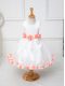 White Tulle Zipper Party Dress for Toddlers Sleeveless Knee Length Appliques and Hand Made Flower