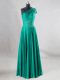 Turquoise Sweetheart Backless Beading and Pleated Prom Gown Sleeveless