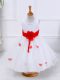 Hand Made Flower Toddler Flower Girl Dress White Lace Up Sleeveless Tea Length