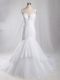Edgy White Wedding Gown Straps Sleeveless Brush Train Clasp Handle