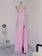 Custom Designed Lilac Chiffon Backless V-neck Short Sleeves Floor Length Homecoming Dress Beading